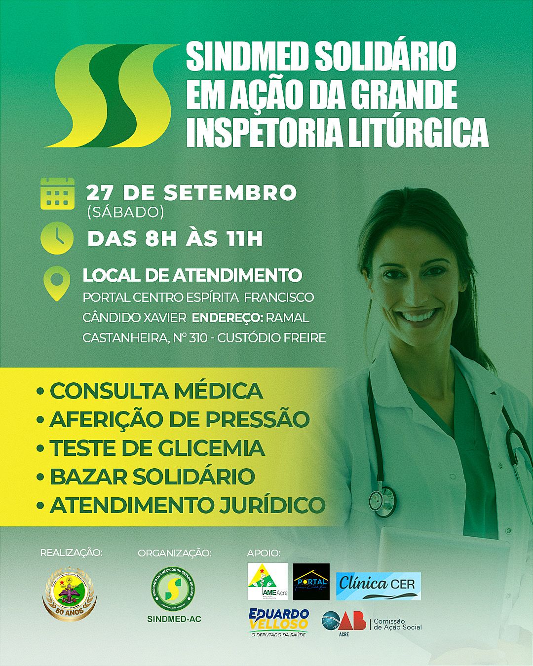 Sindmed Solidário realizará novos atendimentos no sábado